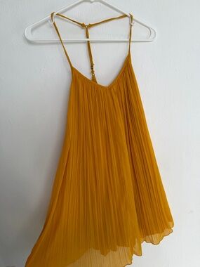 Abercrombie Pleated Mustard Yellow Spaghetti Strap Dress/Top